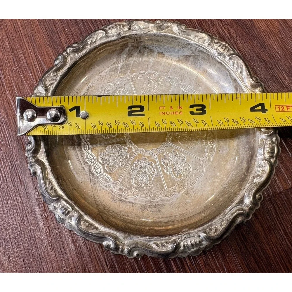 Vintage Silver Plated Coaster 4 Inch Diameter Made In Italy Set Of 2